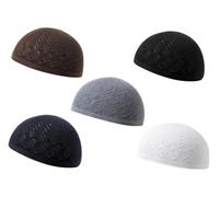 Abiyou 5 gorros Kufi para hombre, gorro musulmán de ganchillo, gorro de calavera transpirable, gorro Islam, gorro kufi musulmán, forro elástico para casco, gorra de oración, gorro musulmán para