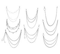 Abiyou 8 Piezas Cadena de Pantalón, Cadenas de Jeans, Pantalones Cadena, Cadena de Billetera, Cadena para Falda, Jeans Cadenas Plata, para Bolsa de dinero,Bolso,Cinturón,Vaqueros,Pantalones,Joyería