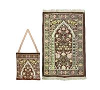 Abiyou Alfombra de Oración Musulmana, Alfombra de Oración Islámica con Bolsa de Almacenamiento, Alfombra de Rezo, Estera Islámica de Oración, Soft Islámica Prayer Rug, para Ramadán (Marrón)