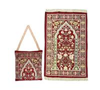 Abiyou Alfombra de Oración Musulmana, Alfombra de Oración Islámica con Bolsa de Almacenamiento, Alfombra de Rezo, Estera Islámica de Oración, Soft Islámica Prayer Rug, para Ramadán (Rojo)