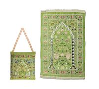 Abiyou Alfombra de Oración Musulmana, Alfombra de Oración Islámica con Bolsa de Almacenamiento, Alfombra de Rezo, Estera Islámica de Oración, Soft Islámica Prayer Rug, para Ramadán (Verde Amarillento)