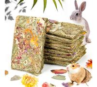 Abizoo Juguetes para masticar de conejo, 10 unidades de deliciosas golosinas naturales con hierbas, Timothy heno, juguete para conejillos de indias, comida para conejos enanos, chinchilla, hámster,