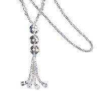 ABJFJE Collar largo con cuentas anudadas a mano, collar de cuentas de cristal, cuentas largas, joyería de moda para mujeres y niñas