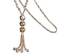 ABJFJE Cuentas anudadas a mano collar infinitamente largo declaración de cuentas de vidrio bola de cuentas largas collar de borla joyería de moda para mujeres niñas regalo, cristal, no conocido