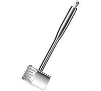 Ablandador de carne de acero inoxidable 316, martillo de carne de doble cabeza resistente con mango ergonómico para carne de res, pollo, ajo y nueces, plateado
