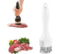 Ablandador de carne de acero inoxidable, mazo ablandador de carne 2025 con 21 agujas afiladas para ablandar y cocinar barbacoas, adobos, filetes, carne de res (blanco)