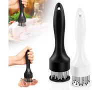 Ablandador de carne de acero inoxidable, mazo ablandador de carne 2025 con 21 agujas afiladas para ablandar y cocinar barbacoas, adobos, filetes, carne de res (blanco + negro)