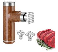 Ablandador de Carne Eléctrico de 25 W, Ablandador de Carne Inalámbrico de Mano con Cabezales de Martillo Desmontables de Acero Inoxidable, 6 Niveles Ajustables, para Carne Res Pollo Negro Nueces Ajo