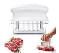 Ablandador profesional de carne con resorte, herramienta ablandadora de carne, 48 cuchillas, herramienta de cocina de acero inoxidable que hace que el filete y el pollo estén tiernos (blanco)