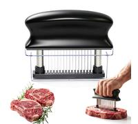 Ablandador profesional de carne con resorte, herramienta ablandadora de carne, 48 cuchillas, herramienta de cocina de acero inoxidable que hace que el filete y el pollo estén tiernos (negro)