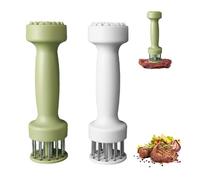 Ablandadores de carne, agujas ablandadoras de carne de acero inoxidable, herramienta de marinado de carne de doble cabeza para carne, carne de res y pollo, herramienta de cocina (verde + blanco, 2