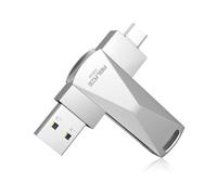 ABLAZE Unidad flash USB C de 128 GB, doble USB 3.0 + unidad flash tipo C compatible con iPhone 16/15, smartphone Android, computadora, tableta, Mac, portátil (plateado)