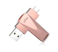 ABLAZE Unidad flash USB C de 128 GB, doble USB 3.0 + unidad flash tipo C compatible con iPhone 16/15, smartphone Android, computadora, tableta, Mac, portátil (oro rosa)