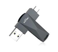 ABLAZE Unidad flash USB C de 64 GB, doble USB 3.0 + unidad flash tipo C compatible con iPhone 16/15, smartphone Android, computadora, tableta, Mac portátil (gris oscuro)