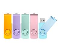 ABLAZE USB 3.0 Pendrive USB 128 GB 5 Piezas Memoria USB 128GB Giratoria Pen Drive con Luz LED y 5 cordón para PC, Desktop, Portátil, Auto (5 Colores)