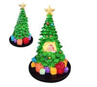 Able Christmas Tree - Light Up Decoration | Resin Material with Santa Claus Inside Design, Warm LED Glow for Winter Home Centerpiece, Perfect for Living Room Bedroom Kitchen Shelf and Holiday
