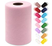 Ableme Deco Rollo de tela de tul de 15 cm x 91 m, para vestido tutú, pompones, envoltura de regalos, baby shower, decoración de boda (rosa bebé)