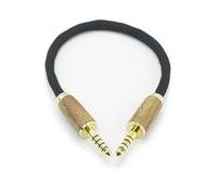 ABLET Cable adaptador de audio para auriculares de 4,4 mm macho a macho equilibrado de 5 polos, cable 6N OCC, cobre chapado en plata, carcasa de madera de nogal, 4,4 mm a 4,4 mm, macho de 15 cm