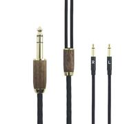 ABLET Cable de audio de repuesto de 6,35 mm compatible con Meze 99 Classics, compatible con auriculares Meze 99 Neo 6N OCC, cable chapado en plata, carcasa de madera de nogal