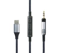 ABLET Cable de audio USB C a 2,5 mm compatible con auriculares Audio Technica ATH-M60X ATH-M50x ATH-M40x ATH-M70x, micrófono de volumen remoto compatible con iPhone 15/iPad para Samsung para teléfono