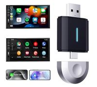 ABLEWE Android Auto Wireless Adapter 2 in 1 Auto Wireless Adapter für Android Phones Plug & Play Wireless Dongle Fit iOS 10+ & Android 11+, Support OTA, 5.8GHz Wi-Fi, Type-C/USB, Negro