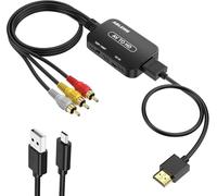ABLEWE Convertidor RCA a HDMI, convertidor AV a HDMI con Cable RCA y Cable HDMI Compatible con PAL/NTSC para Reproductores de DVD Roku/VHS/VCR/Blue-Ray