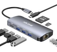 ABLEWE Hub USB C 8 en 1, USB C Hub con RJ45 Ethernet 1000Mbps, HDMI 4K, 3 Puertos USB 3.0, Lector Tarjetas SD/TF, 87W Carga PD, Tipo C Hub Adaptador para Macbook Air,MacBook Pro,iPad Pro,XPS etc.