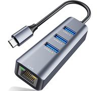 ABLEWE Hub USB C a Ethernet, 4 en 1 Tipo C a RJ45 Adaptador Type C Hub 3 Puertos USB 3.0,Gigabit Ethernet RJ45 Compatible con MacBook Pro 2017/2018, MacBook de 12 Pulgadas y más Dispositivos Tipo C