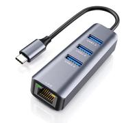 ABLEWE Hub USB C a Ethernet, 4 en 1 Tipo C a RJ45 Adaptador Type C Hub 3 Puertos USB 3.0,Gigabit Ethernet RJ45 Compatible con MacBook Pro 2017/2018, MacBook de 12 Pulgadas y más Dispositivos Tipo C