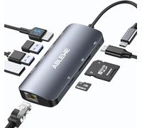 ABLEWE Hub USB C a HDMI, adaptador de MacBook con HDMI 4K a 60Hz, Ethernet de 1 Gbps, PD de 100 W, lector de tarjetas SD/TF, 3 puertos USB 3.0, estación de acoplamiento compatible con MacBook, tablet,