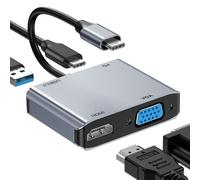ABLEWE Hub USB C a VGA HDMI Adaptador con PD(100W) y USB 3.0 Porta, USB C Hub 4 en 1 Thunderbolt 3 a HDMI-4K VGA-1080P para MacBook Pro/MacBook Air/ChromeBook/DELL XPS 13/Samsung ECC.
