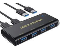ABLEWE USB 3.0 Switch,4 Puertos Conmutador KVM USB Switch para 2 PCs 2 Entrada 4 Salida para Compartir Ratón,Teclado,Disco Duro,Impresoras,Escáner