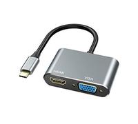 ABLEWE USB C a HDMI y VGA Adaptador, USB C Hub Thunderbolt 3 a HDMI 4K VGA 1080P para MacBook Pro 2019/2018/2017/MacBook Air 2018/Dell XPS 13/Samsung S8/S9/Y etc.
