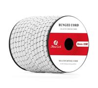 Abma Cord Cuerda Elástica 8mm 10M Cuerda de Lona Cuerda de Goma Cuerda Tensora Cuerda Expansora - Negro&Blanco