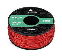 Abma Cord Micro Cuerda 1,18 mm Paracord 50M Bobina - MAX. 45kg (100lbs) - Rojo