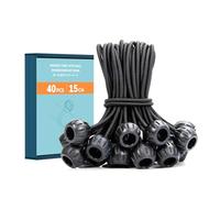 Abma Cord Tensores Elásticos con Bola 15 cm x 40 Pcs Cuerdas Elásticas con Bolas Gomas Tensoras para Lonas, Acampar, Pabellones, Pancartas, Carpas - Negro