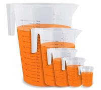 ABN Juego de 5 jarras para mezclar pintura autobody con asa, juego de jarra de medición de 0,5, 1, 2, 3 y 5 l