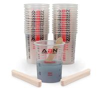 ABN Juego de 50 tazas de mezcla de pintura automotriz, 20 onzas, tazas y palitos de mezcla de epoxi para pintura, medición de aceite y pintura de resina