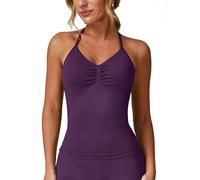 ABOCIW Sujetador deportivo sin mangas con tirantes delgados para mujer, para gimnasio, yoga, entrenamiento, con brasier, Uva, X-Small