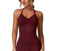 ABOCIW Sujetador Deportivo sin Mangas con Tirantes Delgados para Mujer, para Gimnasio, Yoga, Entrenamiento, con Sujetador, Rojo Ancho., XS