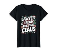 Abogado I Read The Fine Claus - Funny Lawyer Christmas Camiseta gráfica económica, Mujer, Negro, L