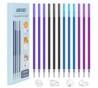 ABOHU 14 minas de repuesto borrables, Recambios Boligrafos Borrables, Punta de 0,7mm,Altura 13cm, Tinta termosensible,Recambio reemplazable, Negro/Azul/Morado/Azul cielo Compatible escritura diaria