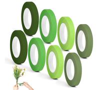 ABOHU 8 Rollos de Cintas Florales, cinta de floristería, 27 m x 12 mm Cinta Floral Verde, cinta para arreglos florales, Floristería Cinta del para decoraciones de ramo Manualidades