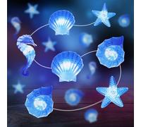 ABOHU Cadena de Luces de Conchas Batería, 2 m 20 LED Mini Luces de Hadas, Cadena de Luces de Animales Marinos, Guirnalda de Luces para Verano, para Fiesta Habitación Jardín