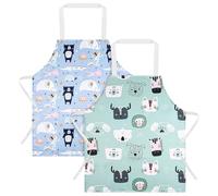ABOHU Delantal Cocina para Niños, 2 Piezas Infantil Impermeable Antiincrustante, Regalos Personalizados para Niño y Niña