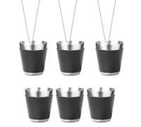 Aboiled 6 vasos de chupito de metal para colgar, vasos de chupito de acero inoxidable con cadena, 30 ml, vasos de chupito para fiestas, B
