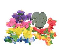 Aboiled 60 piezas Tropisches Zubehoer der Dekoration des Party 8 Pie Tropische Palm Monstera Blaetter und Hibiskusblueten, Simulación Hoja Para Hawaiian Luau Party Jungle Strand Theme Tischdekoration