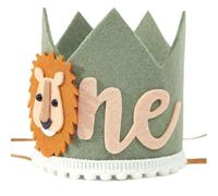 Aboiled Corona de cumpleaños para niños de 1 año, aguacate, león verde, primer bebé, fiesta, tela no tejida, C