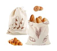 Abonana 2 Pieza Bolsa de Pan de Lino Reutilizable, Bolsas Lino Con Forro Tpu, Ecológicas y Reutilizables Para Casero Pan Recién Horneado, Frutas y Verduras, Granos