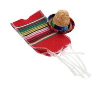 ABOOFAN 1 Juego decoración de botellas de vino decoraciones de fiesta de fiesta mexicana Poncho de Cerveza Mexicana mini sombreros favores de fiesta bufanda en miniatura mini bufandas